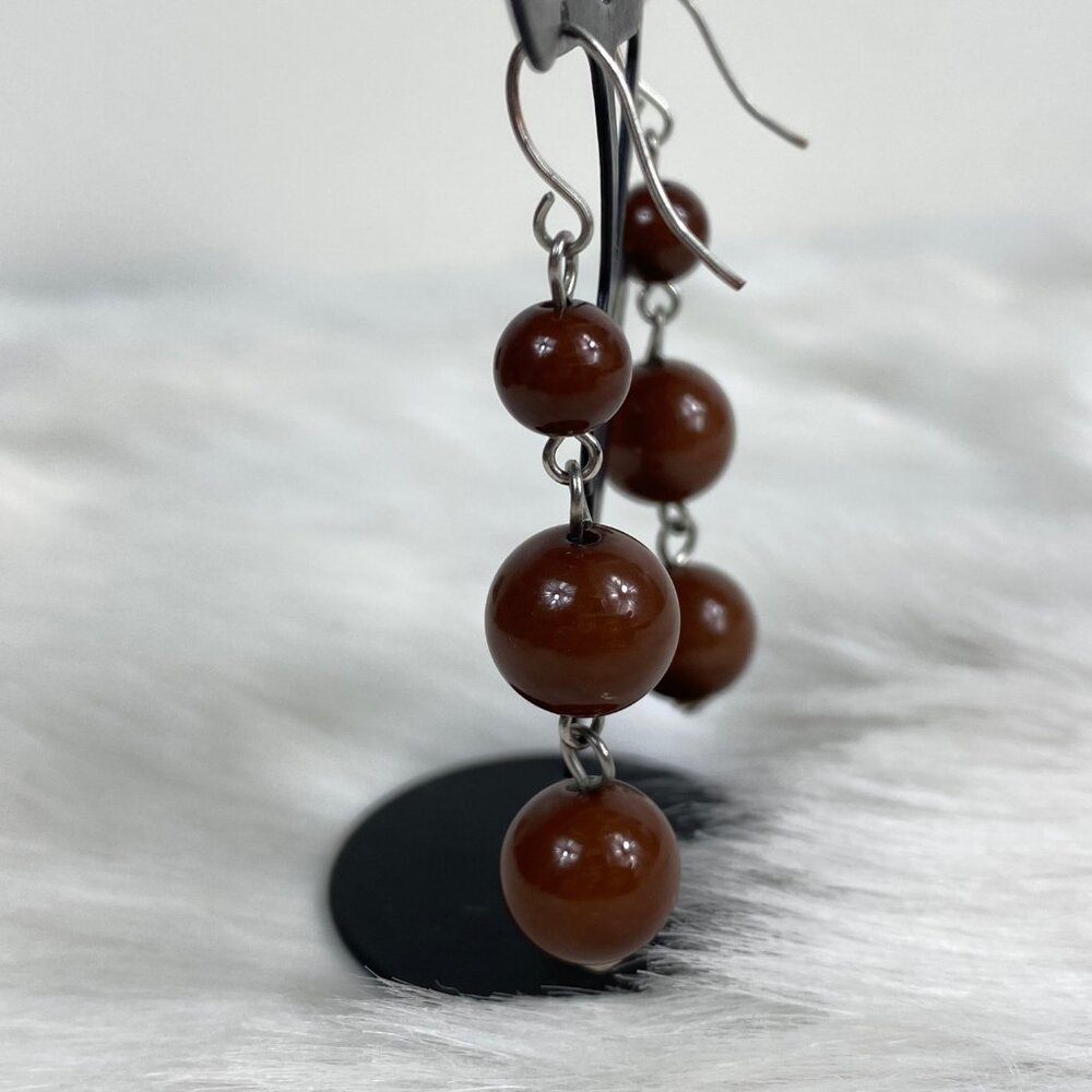 Brown Plastic Dangle & Drop Earrings - Picture 2 of 2